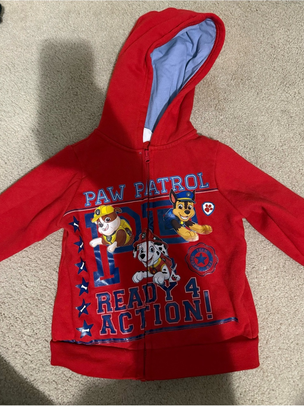 Paw Patrol Red Hoodie with Light Blue Lined Hood